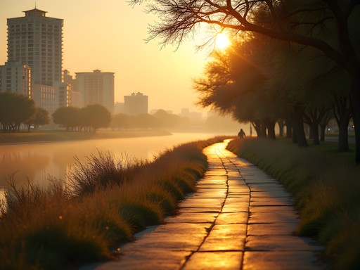 Early morning urban walk along Tati River in Francistown