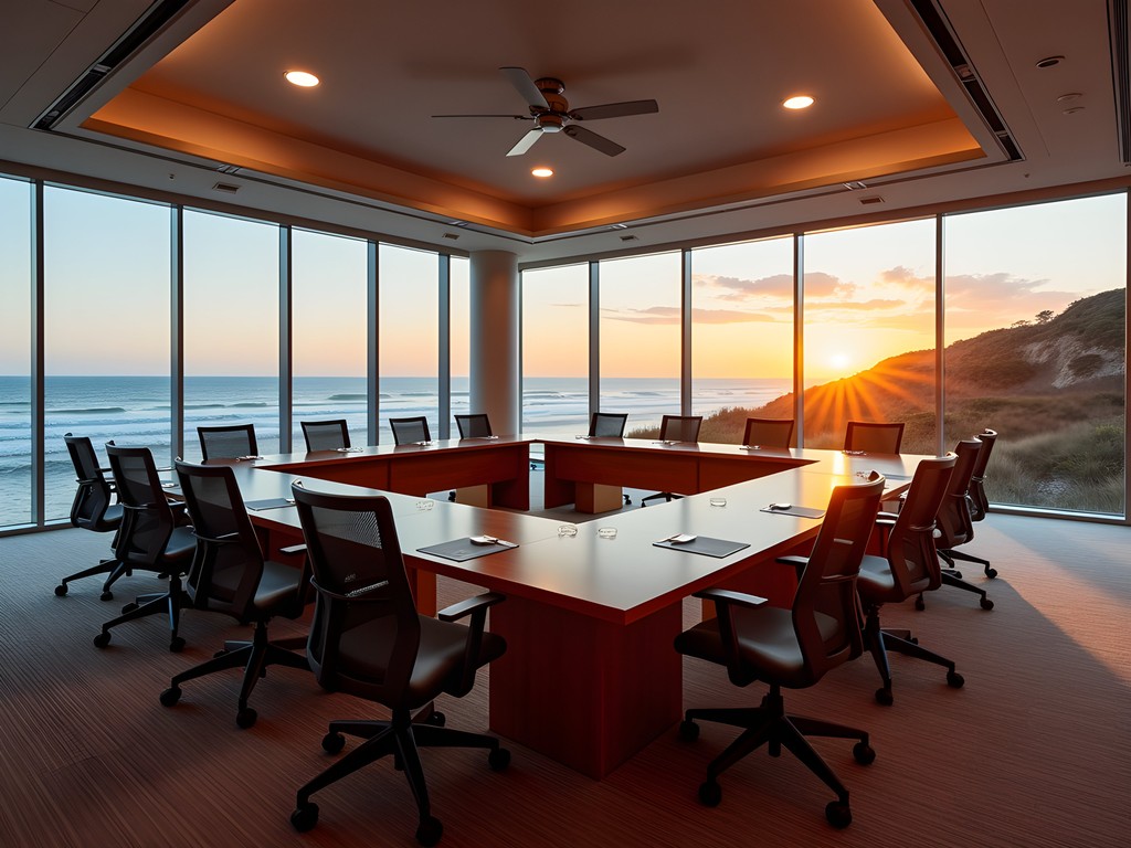 Executive conference room with floor-to-ceiling windows overlooking the Atlantic Ocean at Westin Hilton Head Resort