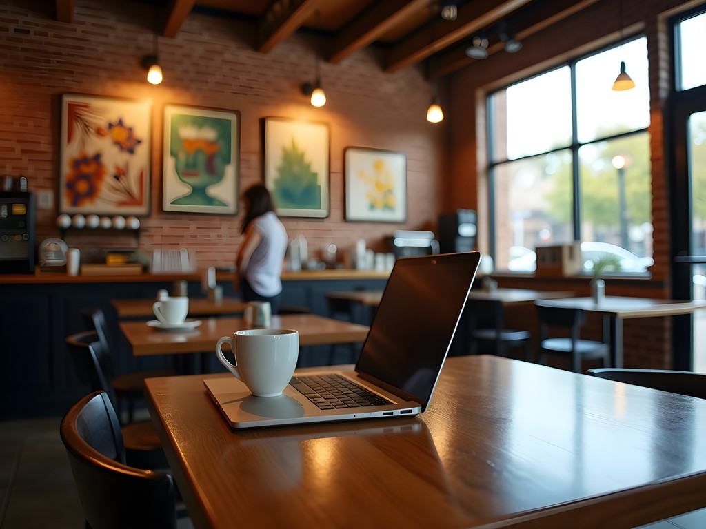 Business traveler working at Shadrachs Coffee in Jonesboro