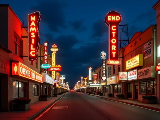 Night tour of the Neon Museum in Las Vegas showing illuminated vintage casino signs