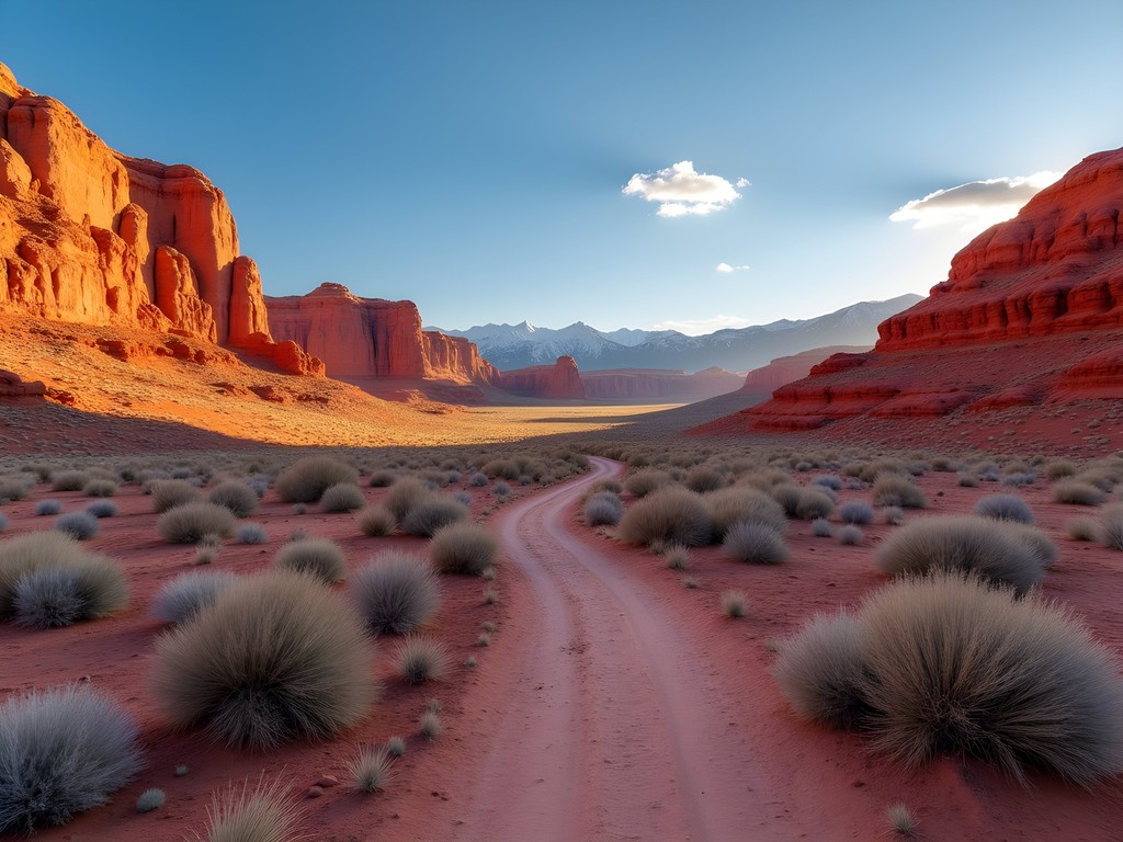 Business traveler hiking through the red rock formations at Valley of Fire State Park near Las Vegas