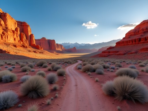 Business traveler hiking through the red rock formations at Valley of Fire State Park near Las Vegas