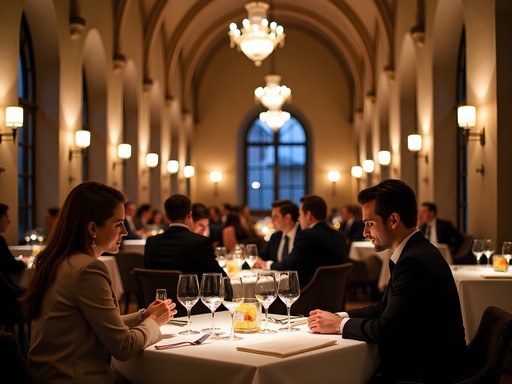 Business dinner meeting at Republique restaurant in Los Angeles