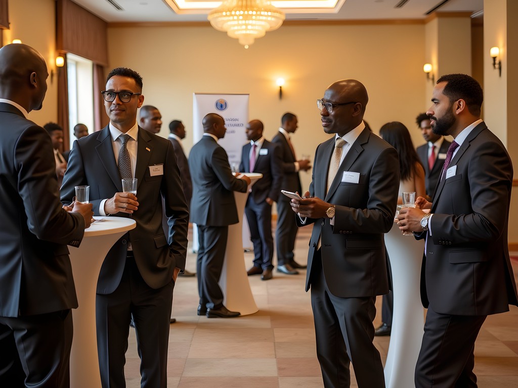 Professional networking event at Lusaka business conference with diverse attendees