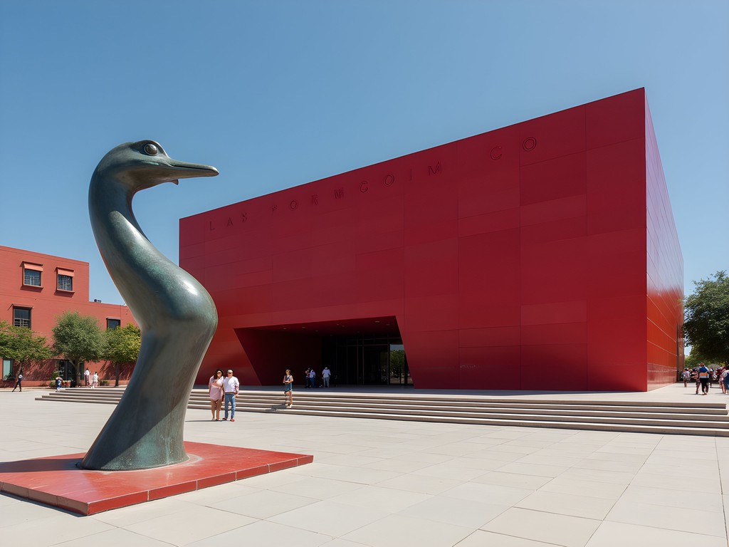 The striking red exterior of MARCO contemporary art museum in Monterrey