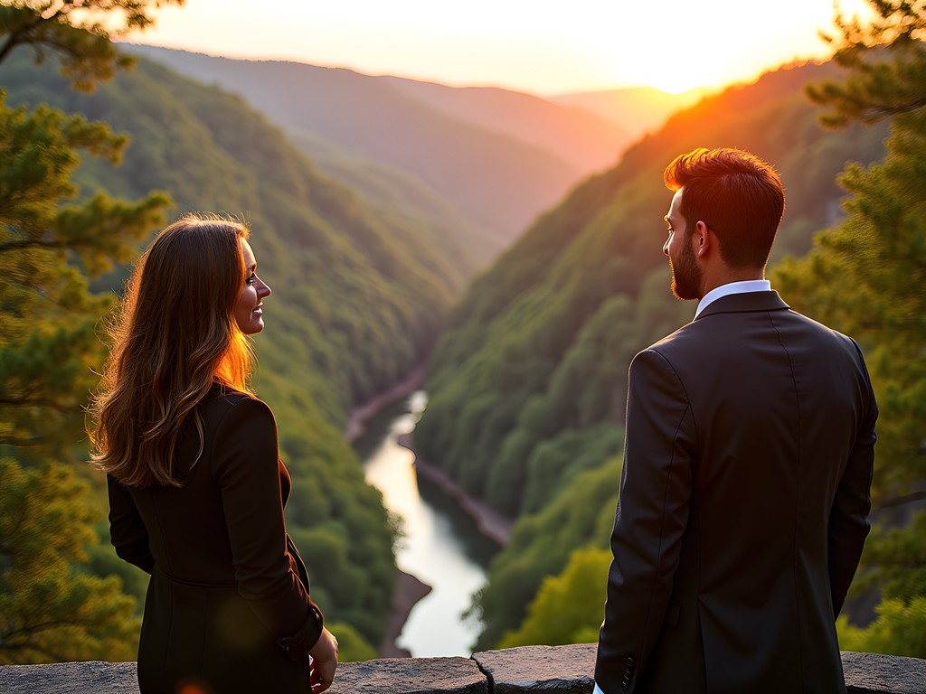 Business traveler enjoying nature break at Cooper's Rock State Forest near Morgantown