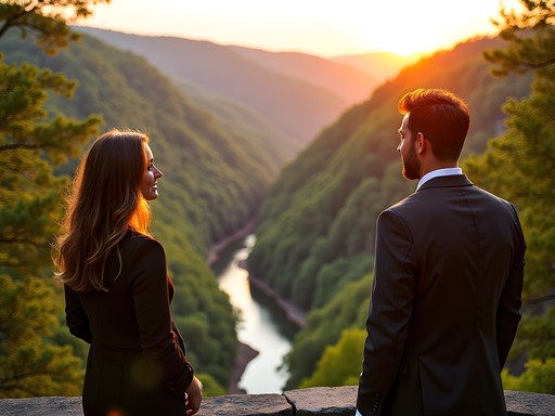 Business traveler enjoying nature break at Cooper's Rock State Forest near Morgantown