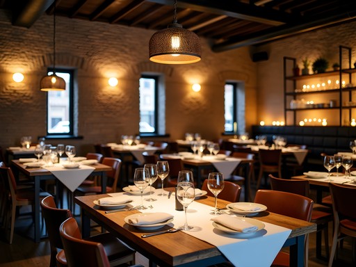 Interior of Black Cow Fat Pig restaurant in Norfolk showing business-appropriate dining setting