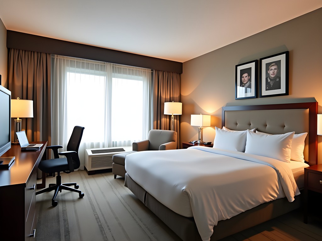 Business suite at Norfolk Lodge showing work desk setup and sleeping area