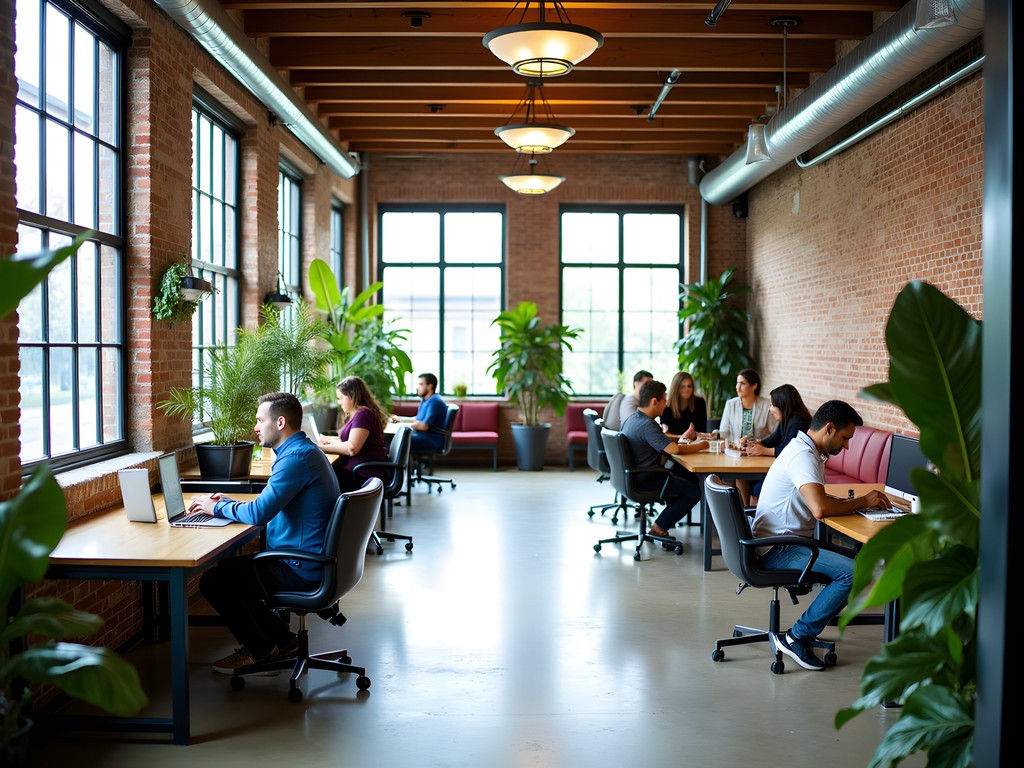 Modern coworking space in O'Fallon with natural light and comfortable workstations