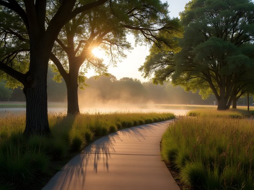 Executive enjoying early morning walk at Oak Point Nature Preserve in Plano