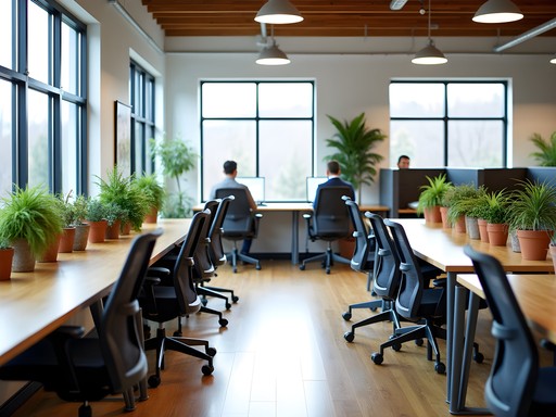 Professional coworking space at CoLab Roanoke with ergonomic workstations