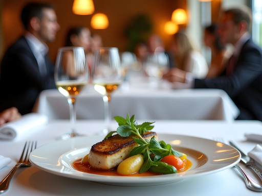 Elegant business dinner setting at Lucky Restaurant in Roanoke