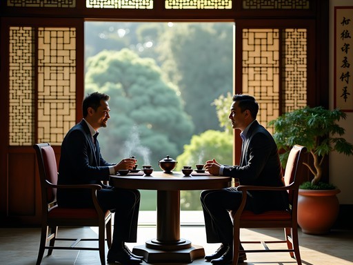 Business networking at traditional Shanghai teahouse
