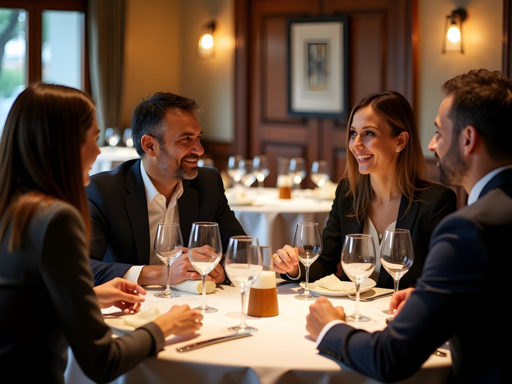 Professional business dinner meeting at upscale South Bend restaurant