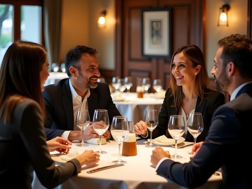 Professional business dinner meeting at upscale South Bend restaurant