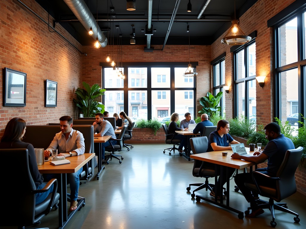 Modern coworking space in downtown South Bend with business professionals