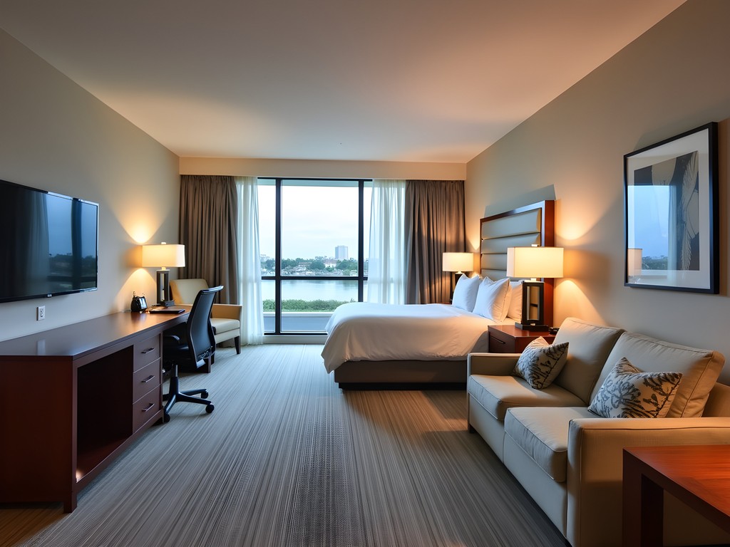 Luxurious executive suite at JW Marriott Tampa Water Street with waterfront views