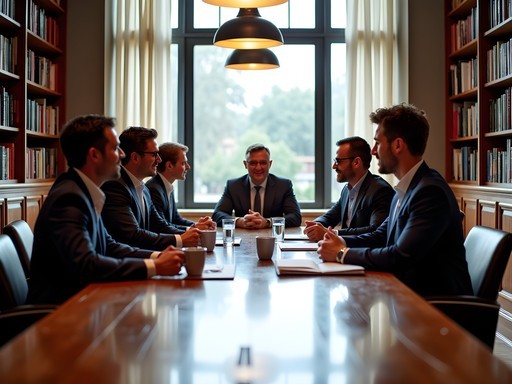 Business professionals in a meeting at Oxford Exchange Tampa
