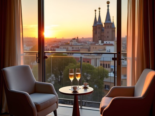 Luxury hotel room balcony overlooking Gaudí's Casa Batlló in Barcelona