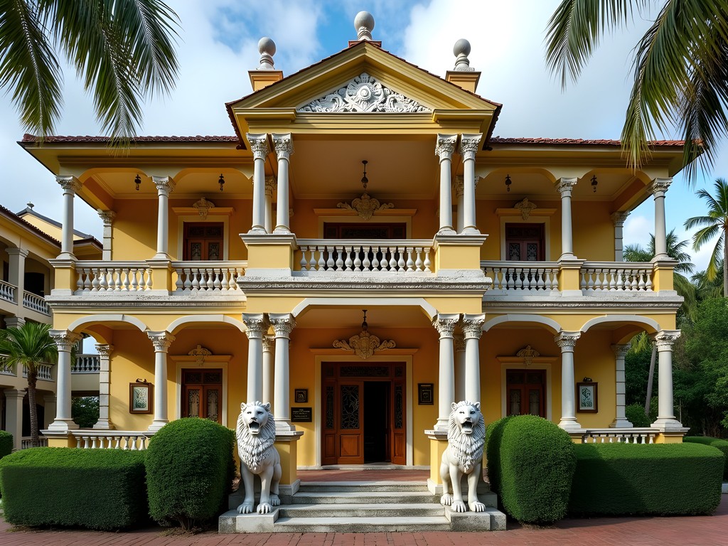 The historic Lion House (Anand Bhavan) in Chaguanas with its distinctive Indo-Victorian architecture