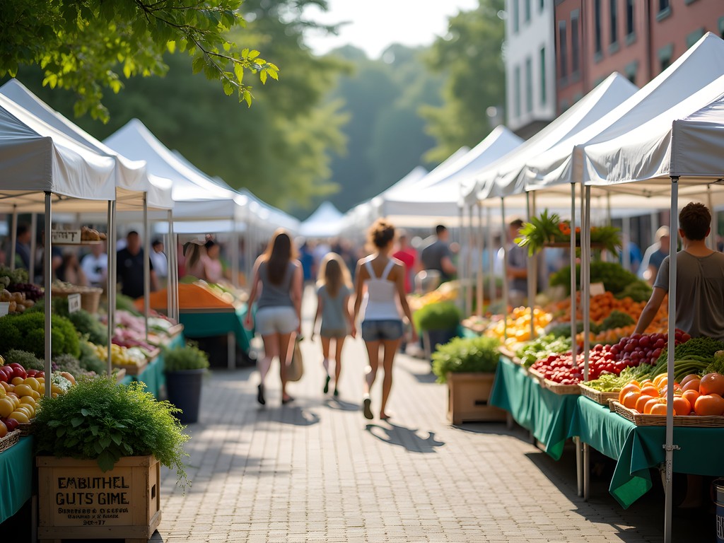 Concord New Hampshire farmers market with vendor stalls and fresh produce