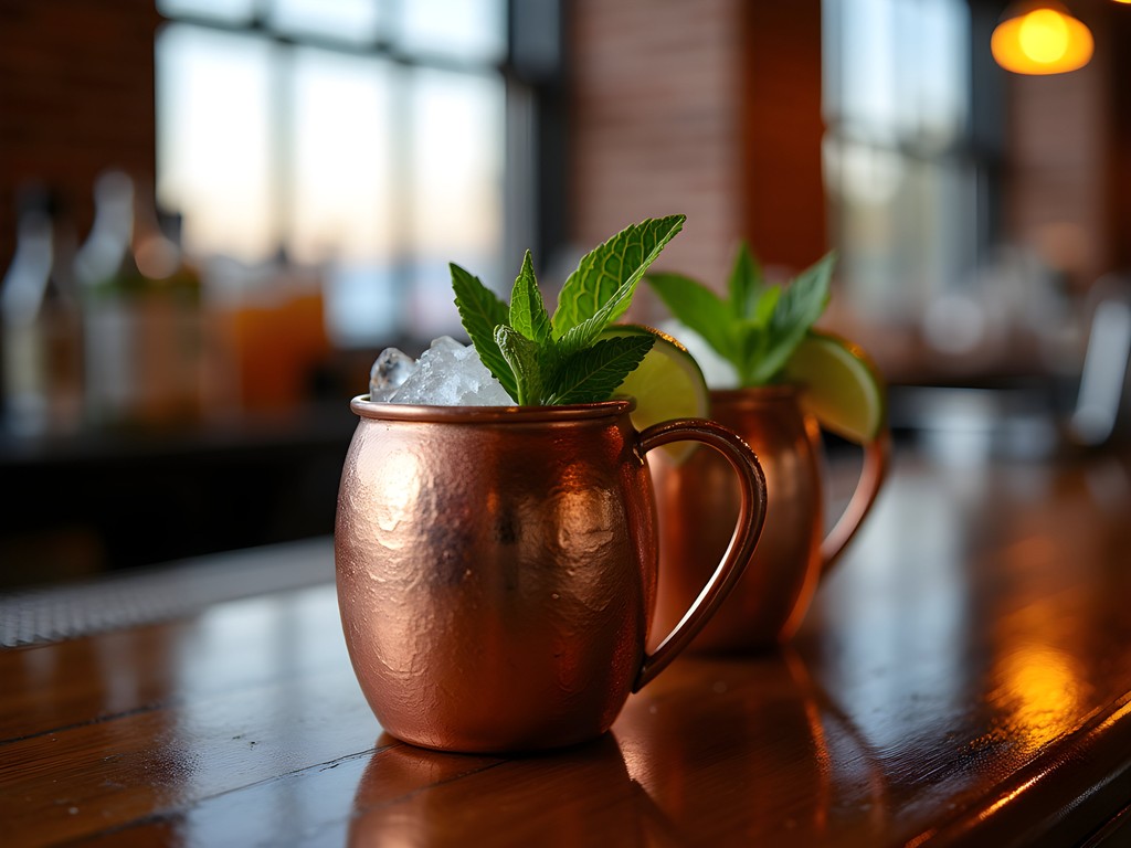 Artisanal cocktails with Mississippi River view at Raccoon Motel bar in Davenport