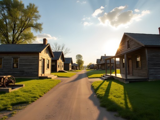 Historic buildings at Bonanzaville pioneer village museum near Fargo