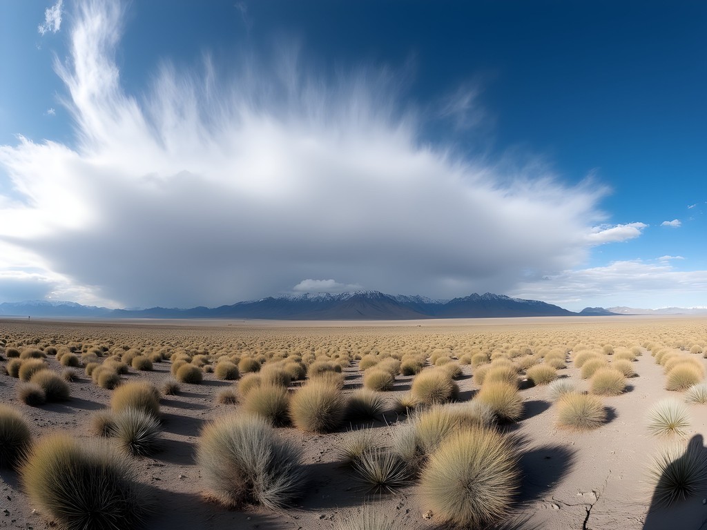 Panoramic view of Fernley Nevada with desert landscape and mountains