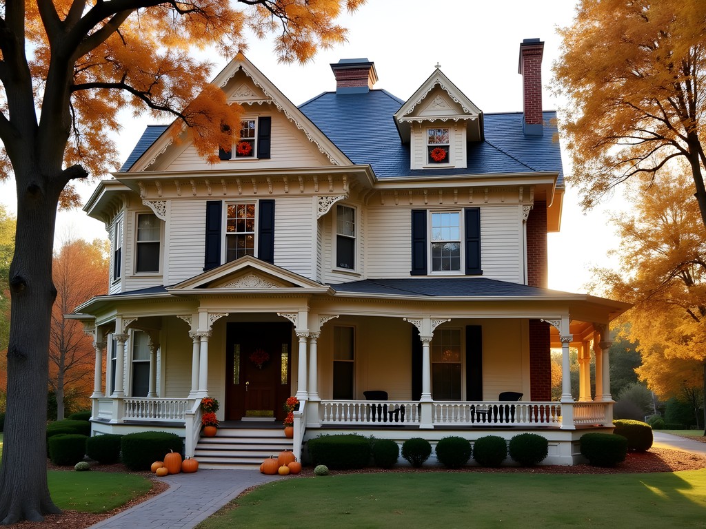 Historic Victorian bed and breakfast in Georgetown Kentucky with autumn decorations