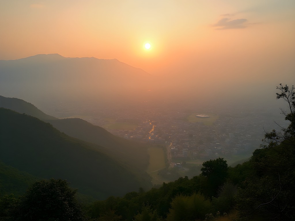 Sunrise view of Islamabad from Margalla Hills showing the city's grid layout and abundant green spaces