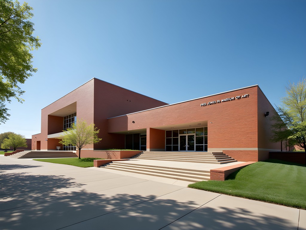 Modernist exterior of Fred Jones Jr. Museum of Art at University of Oklahoma