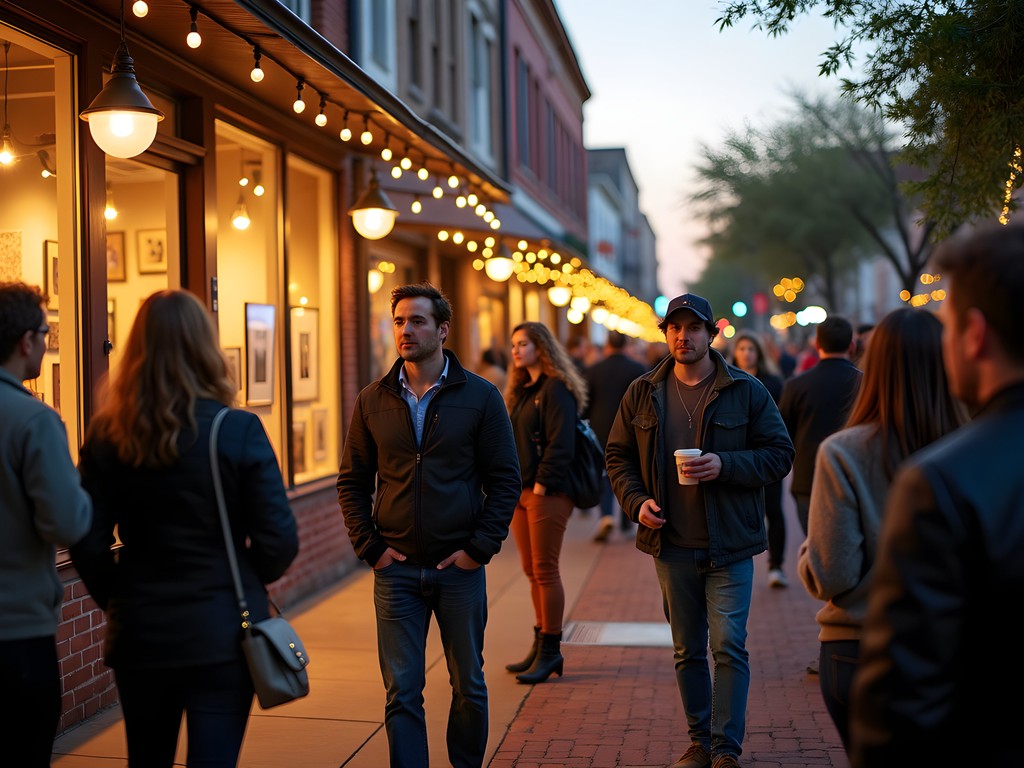 Visitors enjoying Norman's Second Friday Art Walk along Main Street