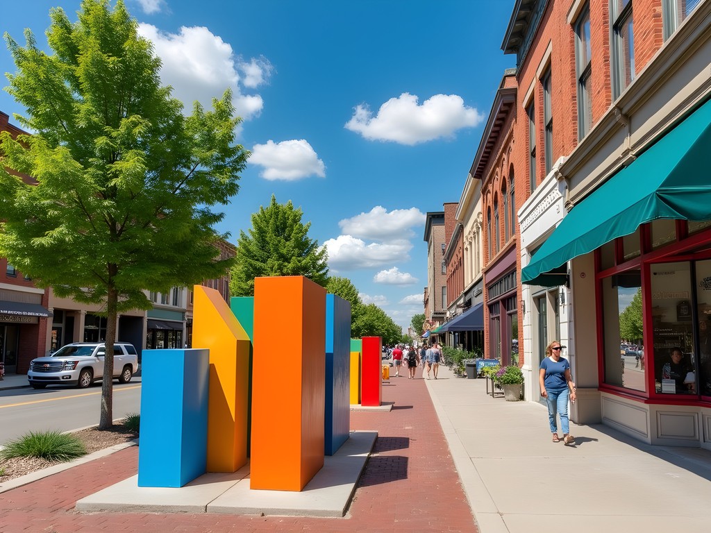 Modern sculptures on display at SculptureWalk in downtown Sioux Falls