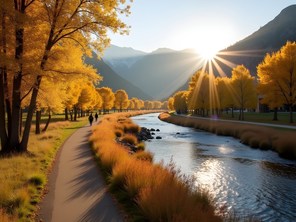 Jordan River Parkway Trail in West Valley City showcasing vibrant fall foliage