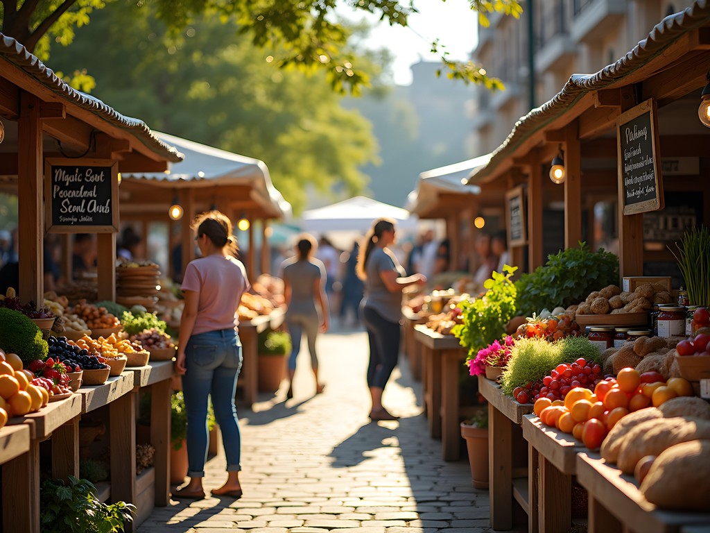 Colorful display of local produce and artisanal foods at Athens Farmers Market
