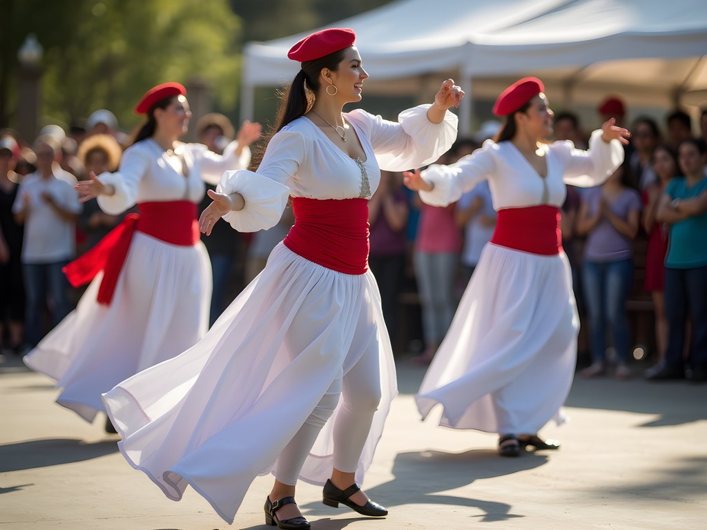 Traditional Basque dancers performing at Bakersfield Basque Festival
