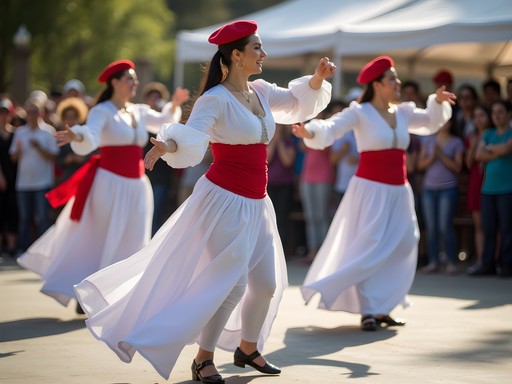 Traditional Basque dancers performing at Bakersfield Basque Festival