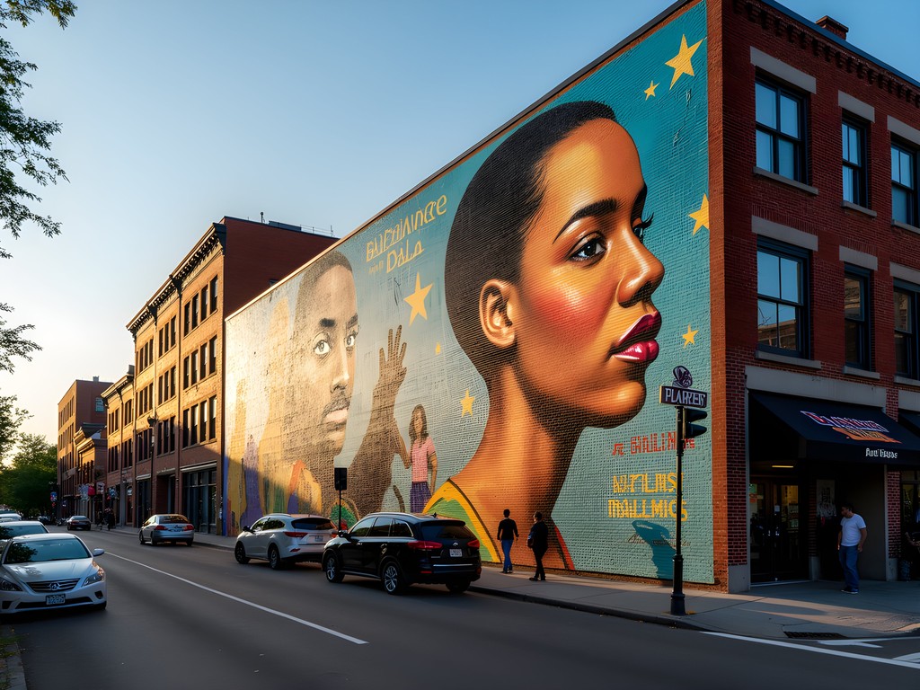 Vibrant street art mural in Station North Arts District Baltimore