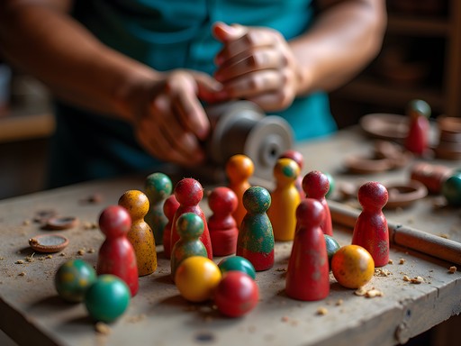 Artisan crafting colorful wooden toys in Channapatna