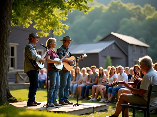 Traditional Appalachian music performance at Beckley Coal Mine heritage site