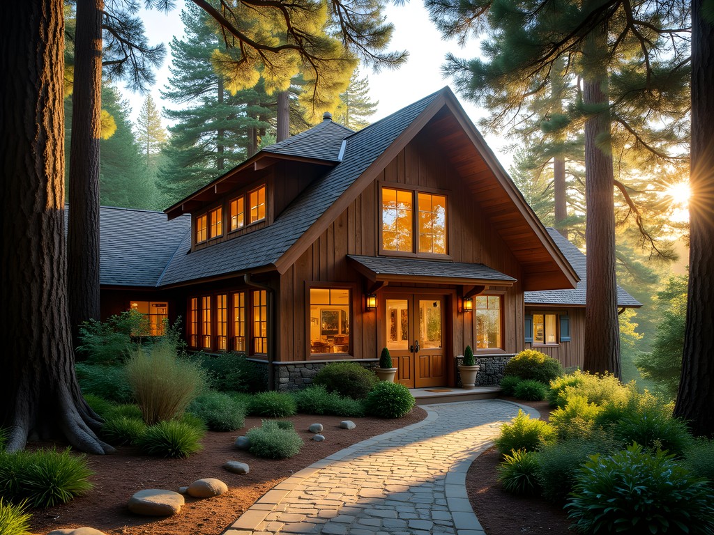 Rustic wooden Coast Gallery nestled among redwood trees in Big Sur