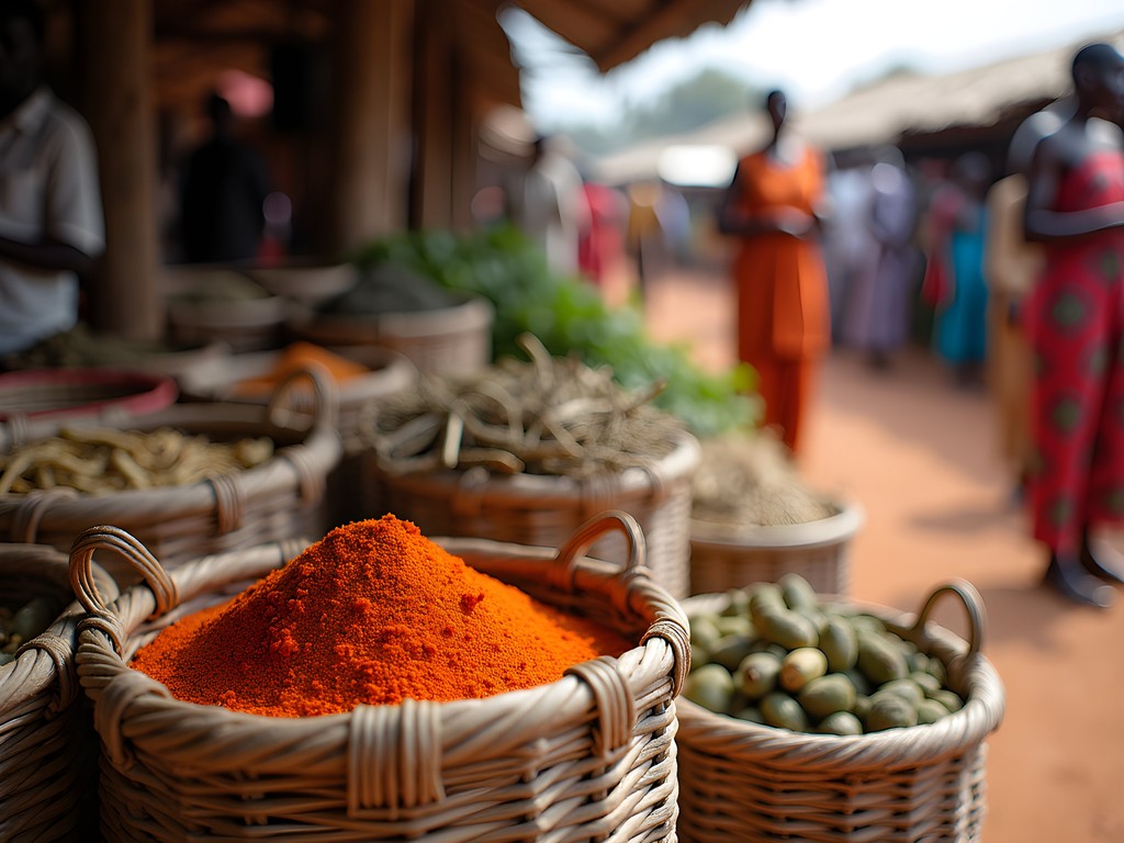 Traditional medicine herbs and roots at Marché Total in Brazzaville