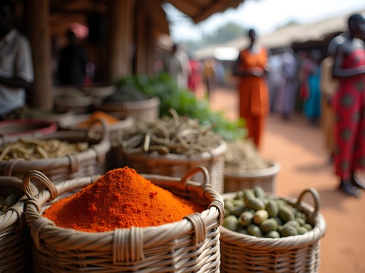 Traditional medicine herbs and roots at Marché Total in Brazzaville