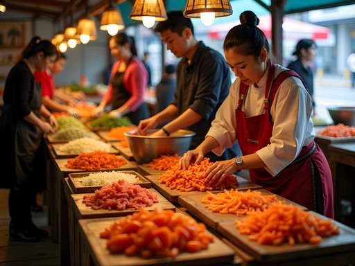 Traditional kimchi making workshop in Busan market