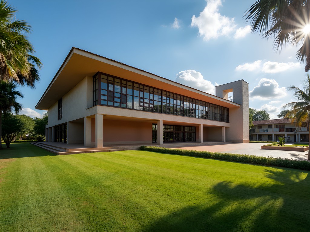 Exterior of Rwanda's National Ethnographic Museum in Butare with traditional architectural elements