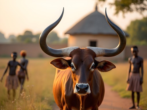 Traditional long-horned Inyambo cattle at Nyanza Royal Palace near Butare Rwanda