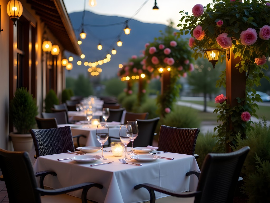 Outdoor dining at a historic restaurant in Carson City with mountain views