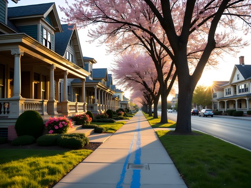 Historic Victorian homes along Kit Carson Trail in Carson City during spring