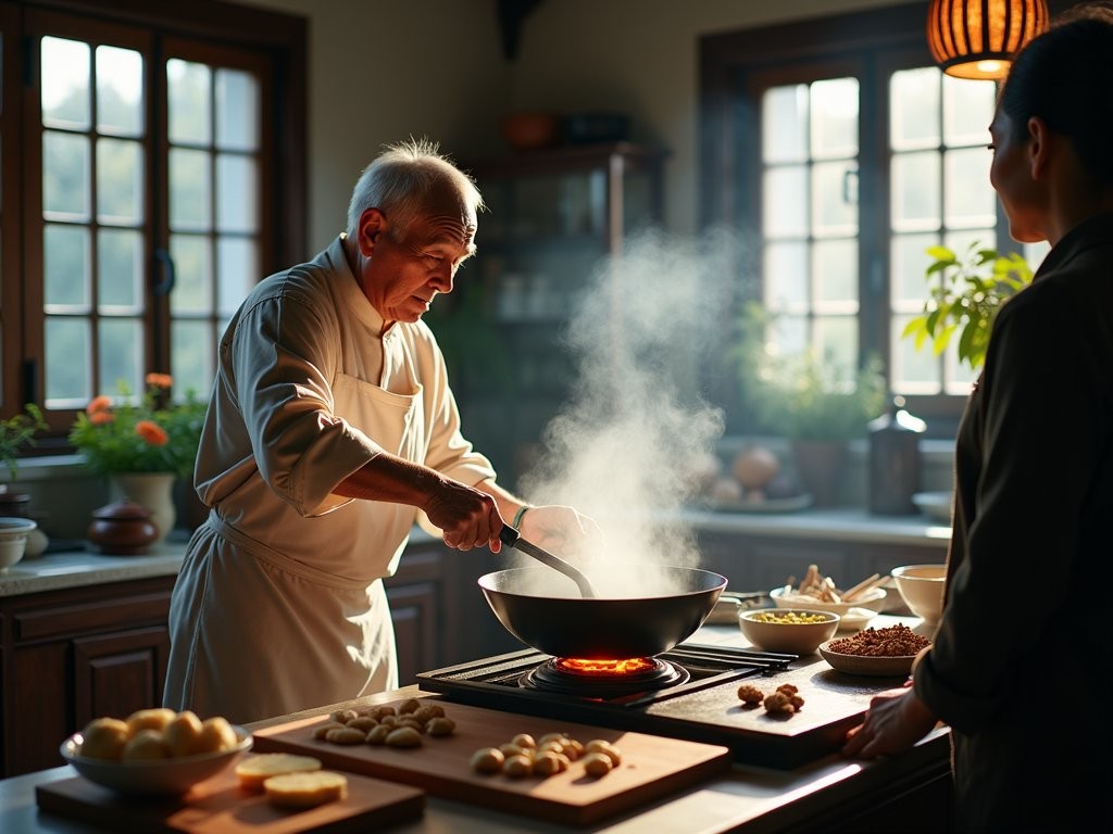 Traditional Sichuan cooking class with chef demonstrating wok techniques for mapo tofu